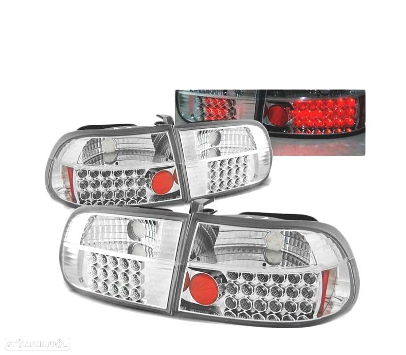 FAROLINS TRASEIROS LED PARA HONDA CIVIC 91-95 CHROME CROMADO - 1