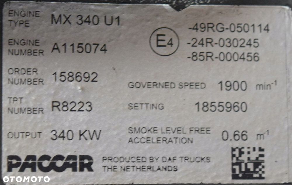 KPL SILNIK MX 340 U1 DAF XF CF105 460 KM 2013r E5 - 10