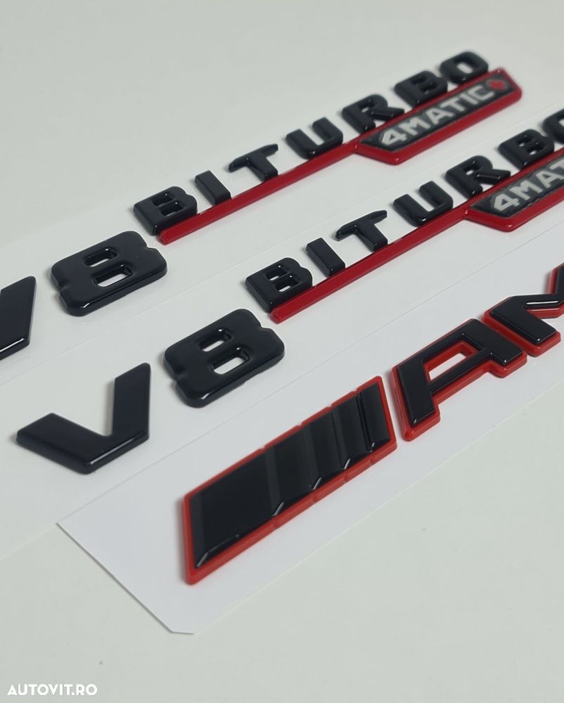 Pachet-Set-Embleme-Sigle-Logo-Stema-Bicolore-Mercedes-AMG+V8-Biturbo-Turbo-4Matic+-Aripi-GLE-C-E-CLS - 6