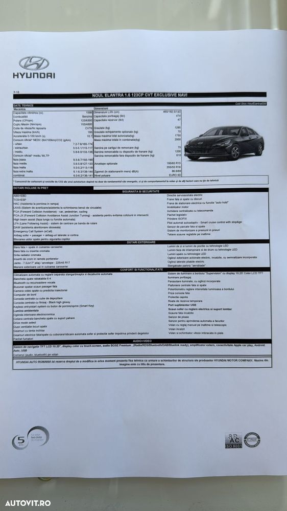 Hyundai Elantra 1.6 l 123 CP CVT Exclusive Navi - 21