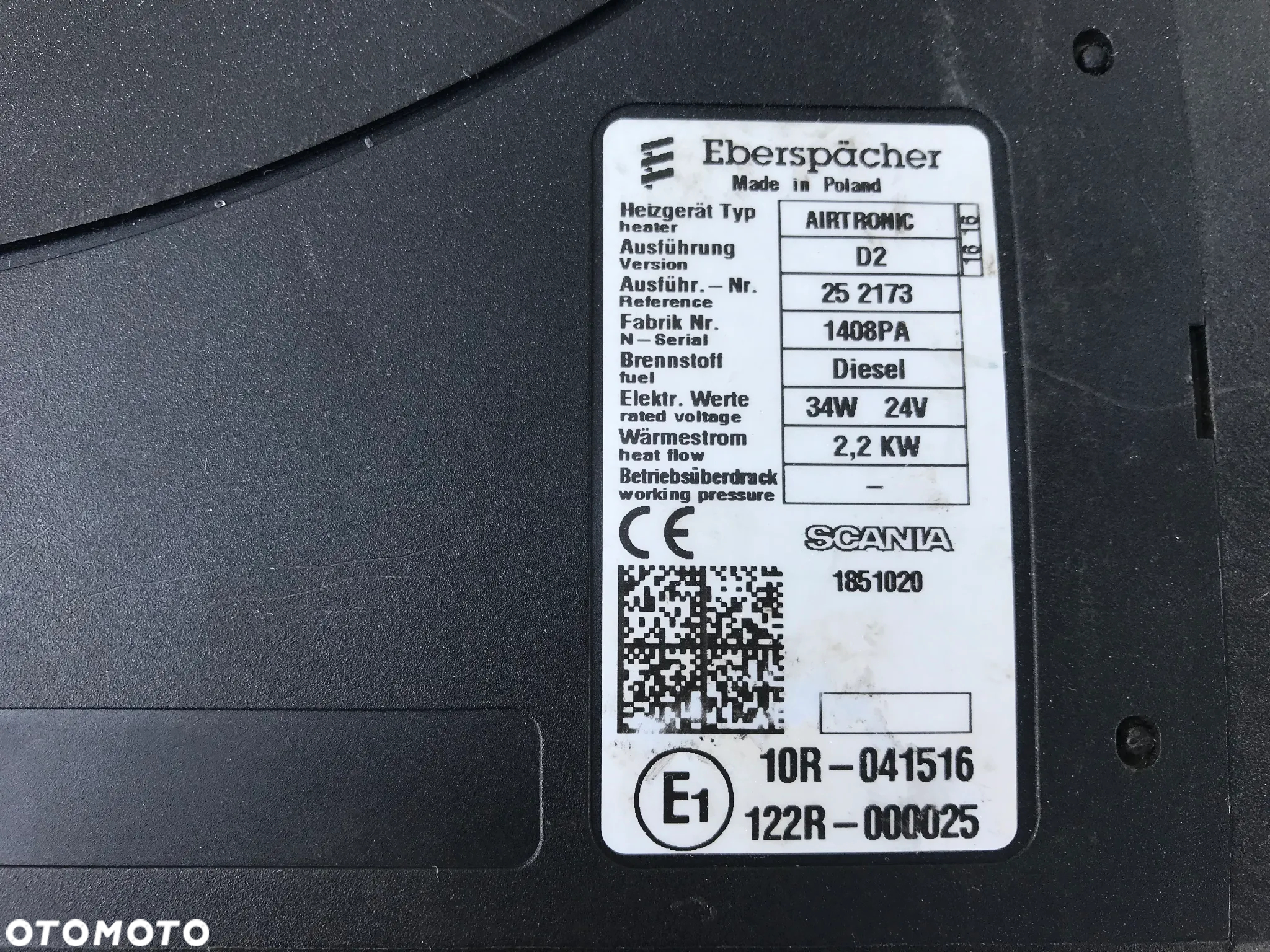 SCANIA R WEBASTO AIRTRONIC D2 25 2173 EBERSPACHER - 2