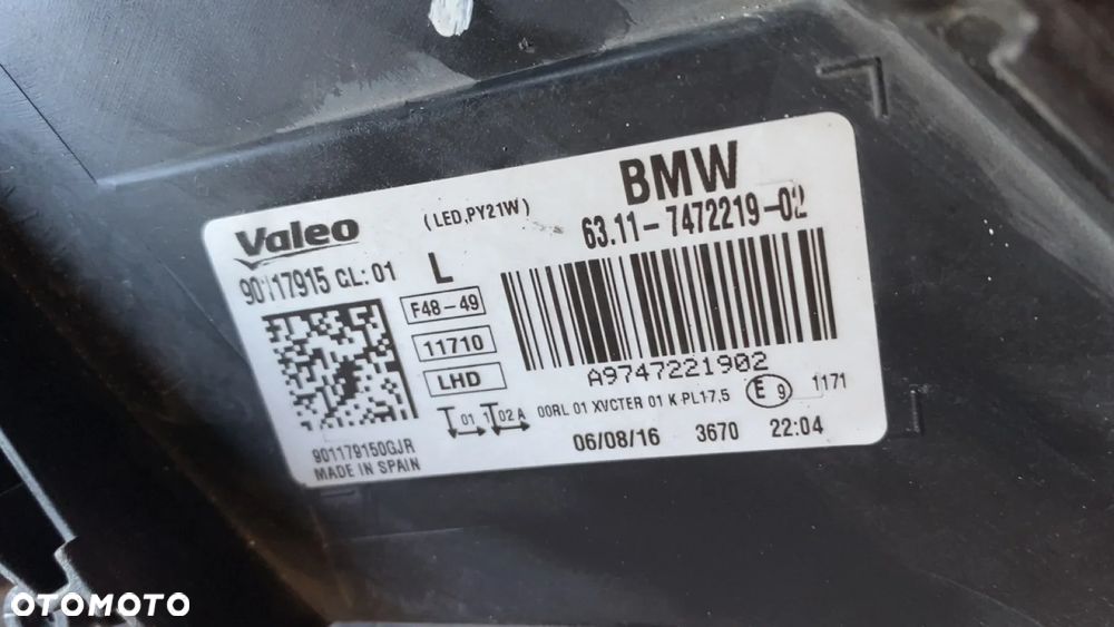 BMW X1 F48 FULL LED LEWY REFLEKTOR LAMPA EUROPA 7472219 USZKODZONY UCHWYT - 7