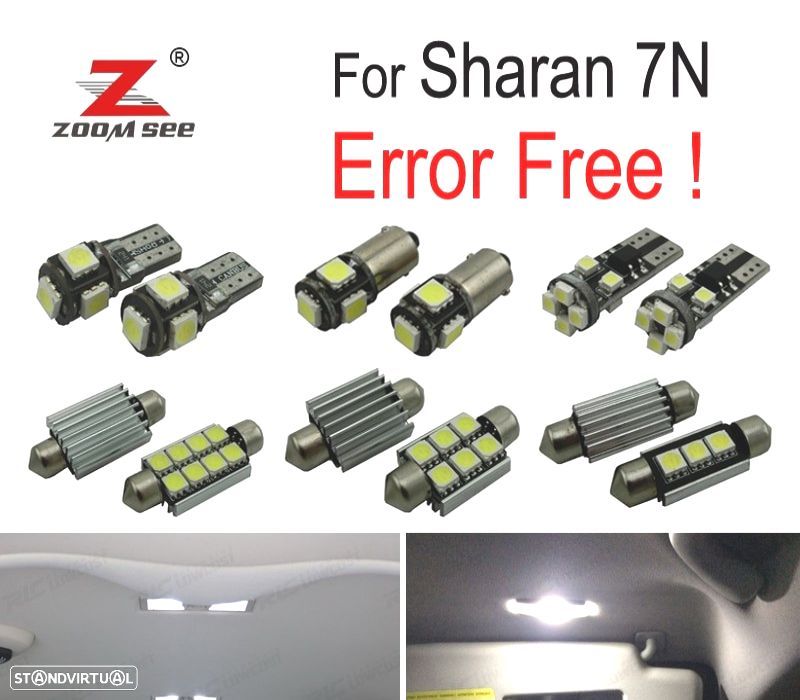 KIT COMPLETO DE 17 LÂMPADAS LED INTERIOR PARA VOLKSWAGEN VW SHARAN 7N 2011-2018 - 1