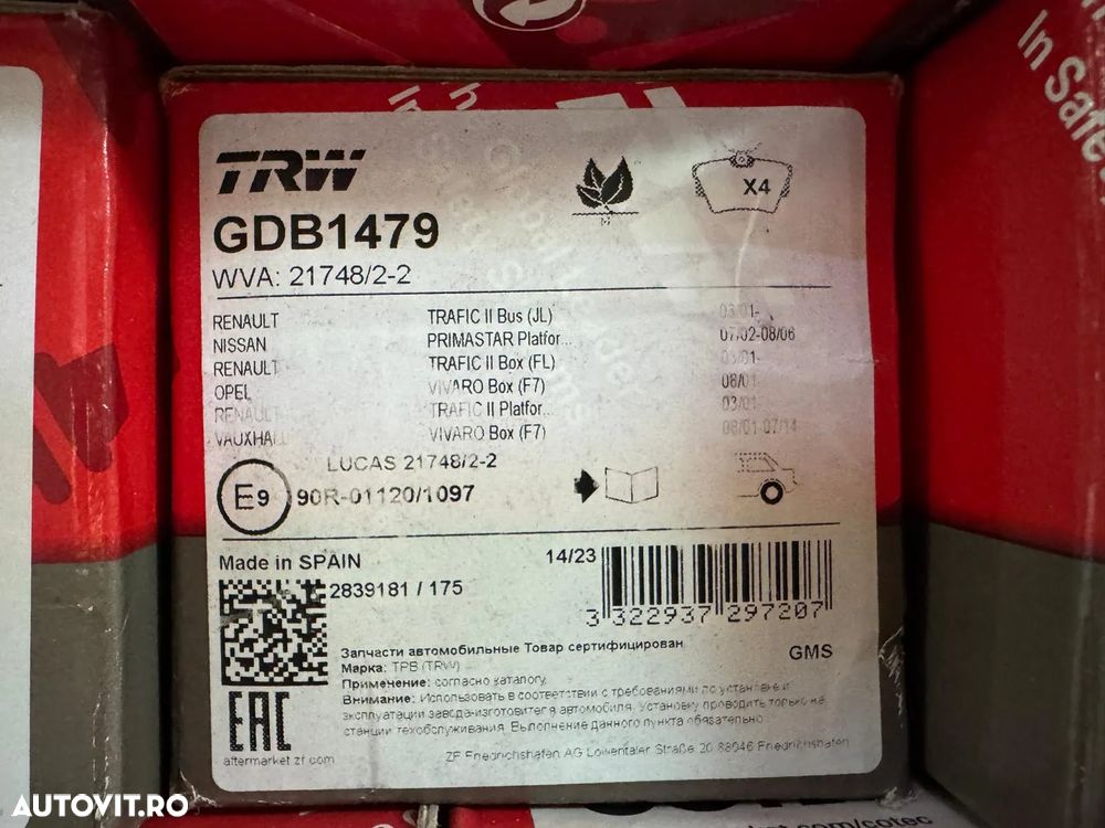 GDB1479 | Set Placute Frana | Opel Vivaro - 1