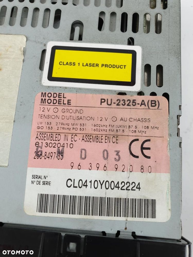 RADIO CD PEUGEOT 206 PU-2325-A 9639692080 - 5