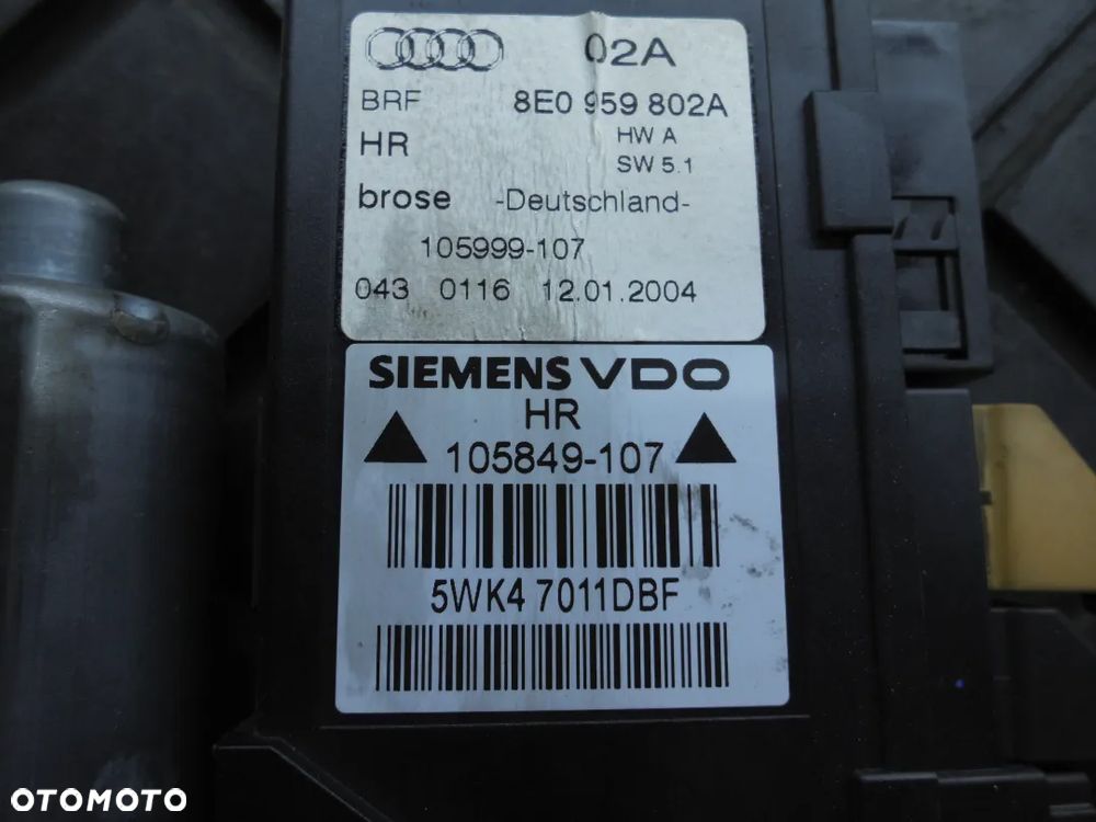 SILNICZEK SZYB PRAWY PRZÓD AUDI A4 B6 8E1959802A POSIADAM 2 SZT - 2