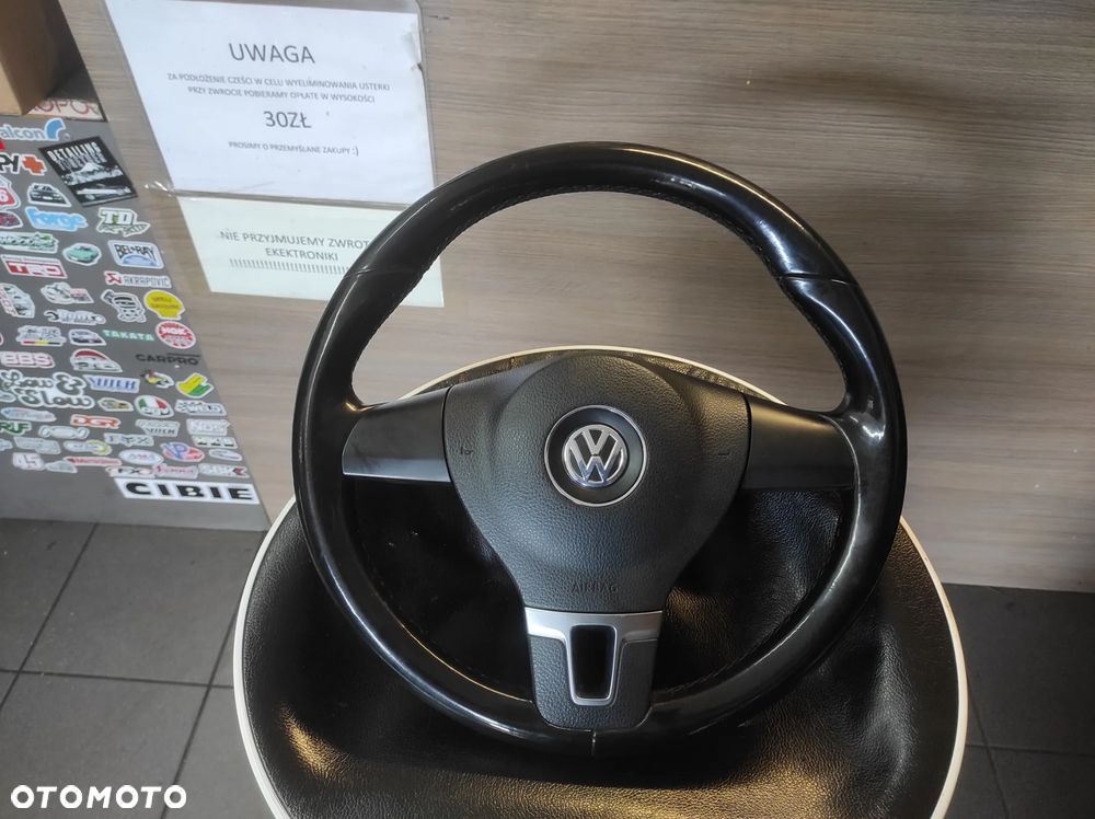 KIEROWNICA 3 RAMIENNA SKÓRA SKÓRZANA R LINE VW TIGUAN PASSAT B6 B7 CC SIROCCO CADDY GOLF 5 6 TOURAN EOS POLO 5 6 TRANSPORTER T5 T6 WYSYŁKA !!! - 1