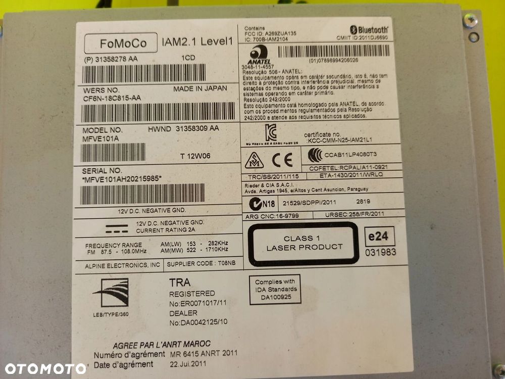 RADIO CD 31358309AA VOLVO XC60 12R - 2