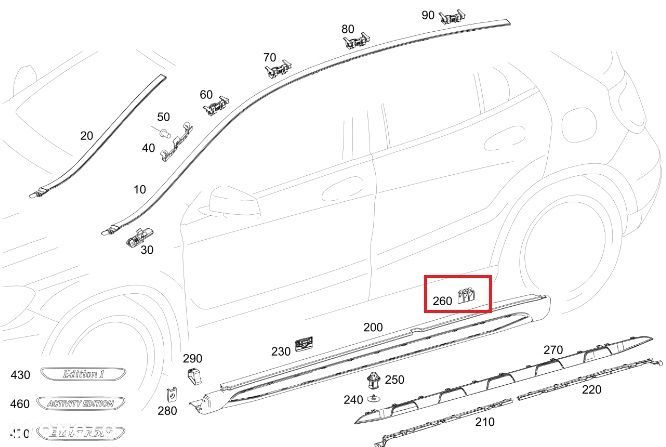 MERCEDES GLA CLA W176 W246 Klips listwy progowej - 2