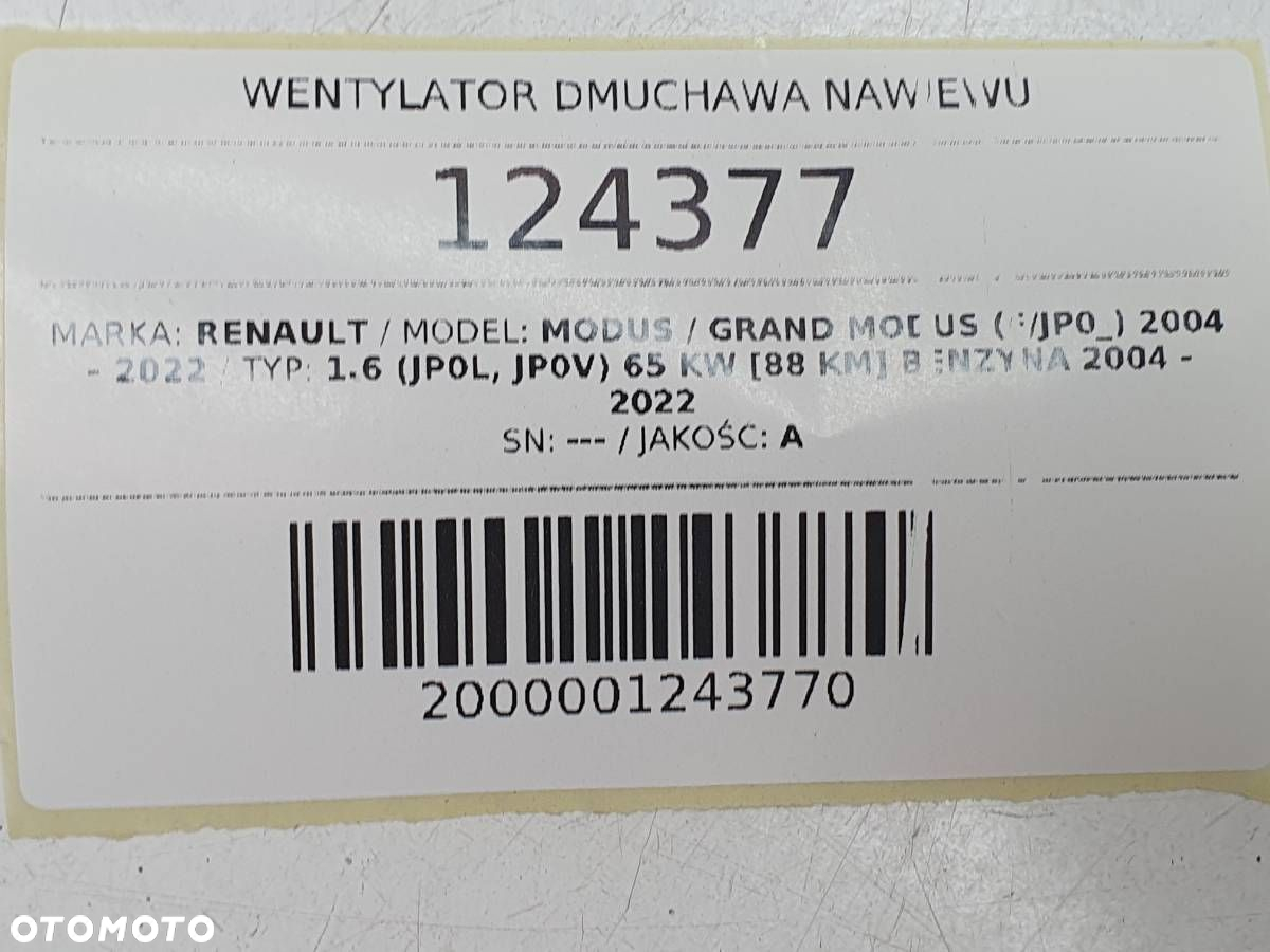 WENTYLATOR DMUCHAWA NAWIEWU RENAULT MODUS - 6