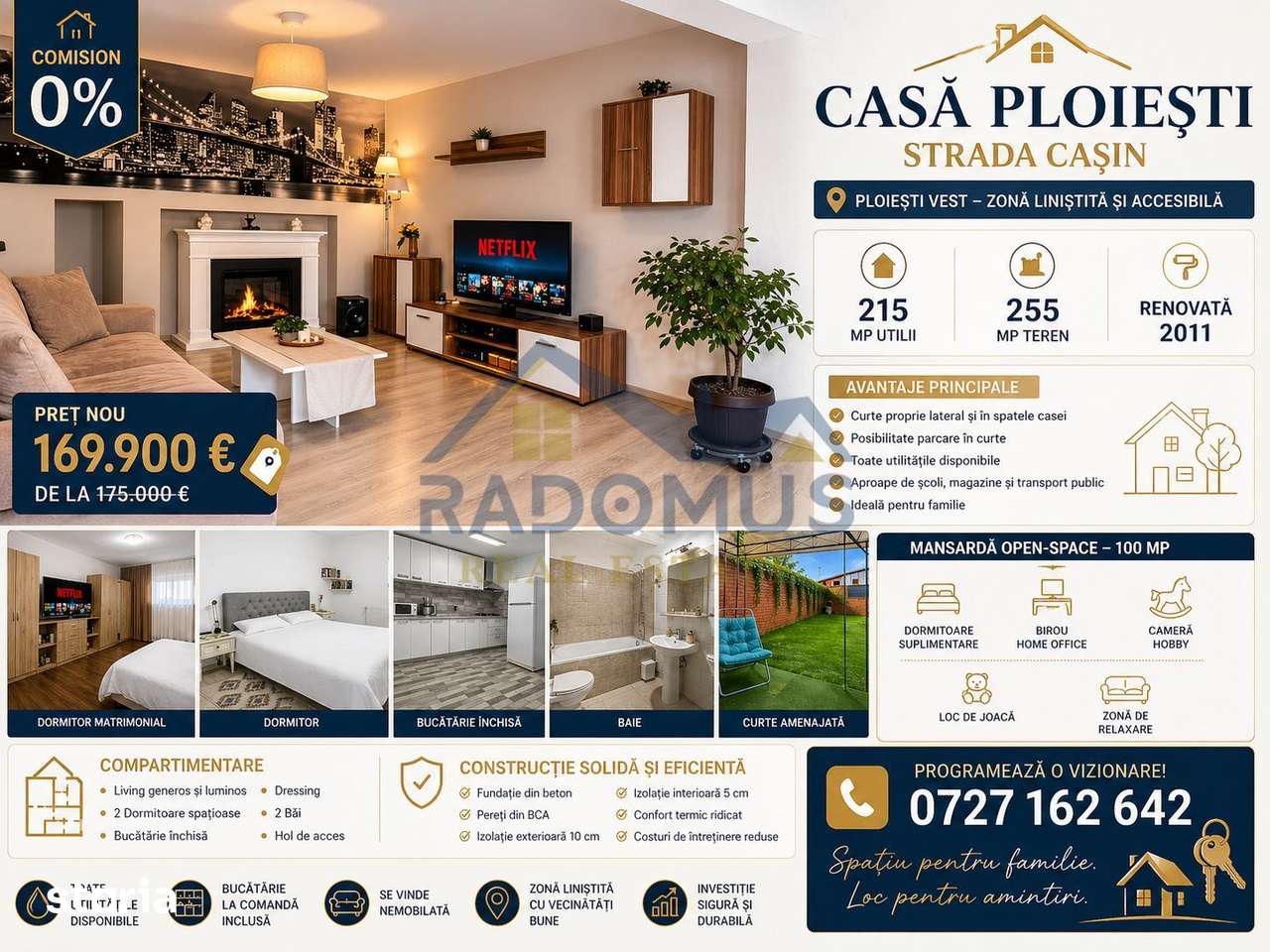 Casă  Ploiești – 215 Mp Utili | Strada Cașin | Teren 255 Mp | Renovat - Imagine principală: 4/19