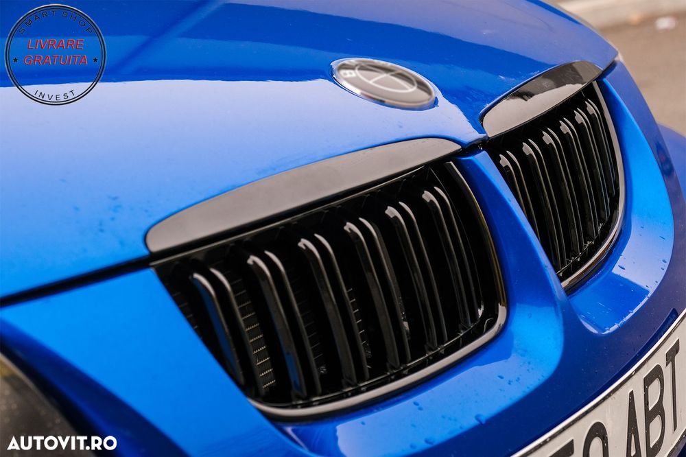 Grile Centrale Duble BMW Seria 3 E90 E91 Pre-LCI (2005-2008) M-Design Negru Lucios- livrare gratuita - 14