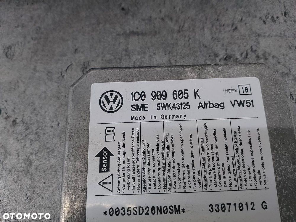 ZESTAW PODUSZEK AIRBAG, PASY PRZÓD, SENSOR SKODA ROOMSTER 30375685D  TRW - 10