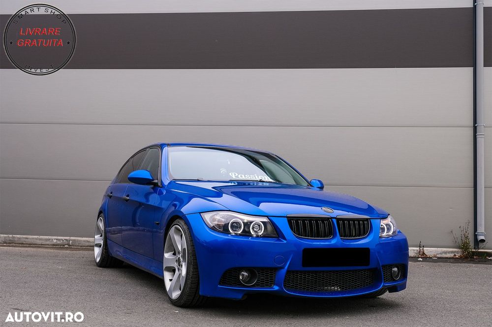 Grile Centrale Duble BMW Seria 3 E90 E91 Pre-LCI (2005-2008) M-Design Negru Lucios- livrare gratuita - 7