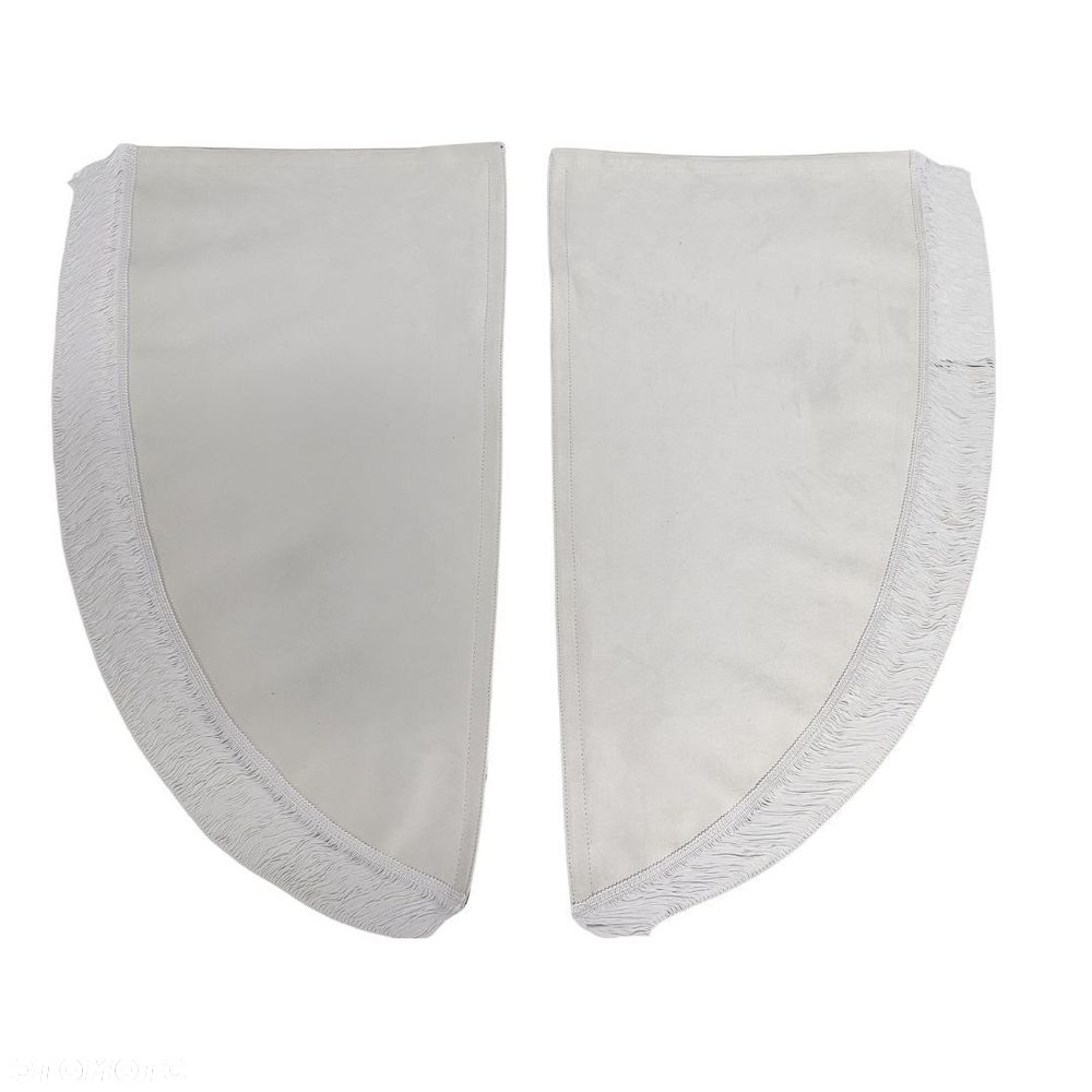 ZASŁONY BOCZNE SKOSY TIR BUS - materiał: NUBUCK- Jasny Beż + Frędzle Białe - 1