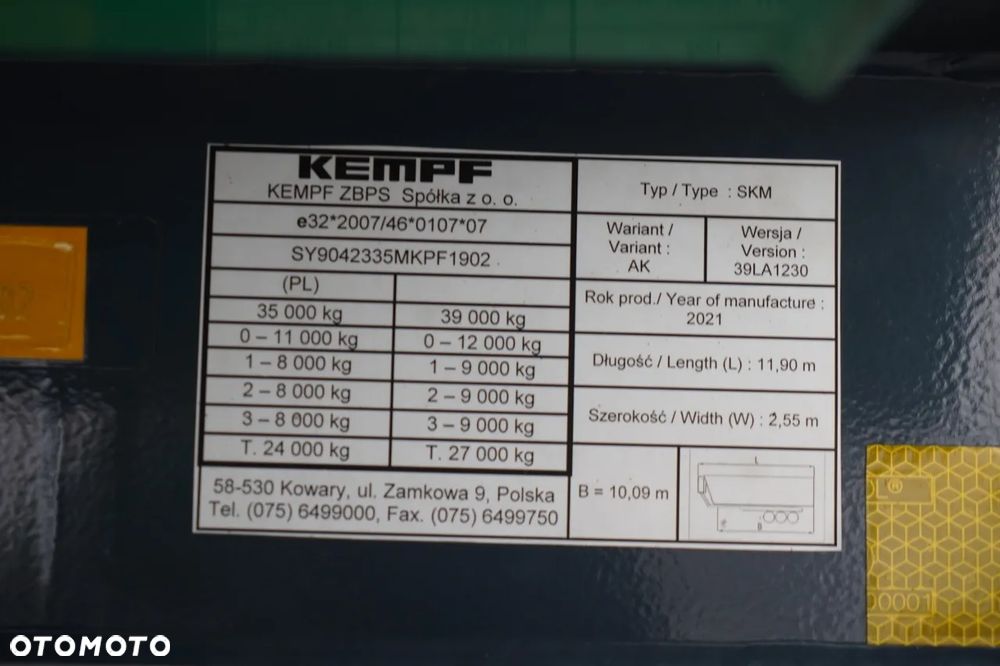 Kempf WYWROTKA 60m3 / KLAPO DRZWI / OŚ PODNOSZONA / 2021 - 21
