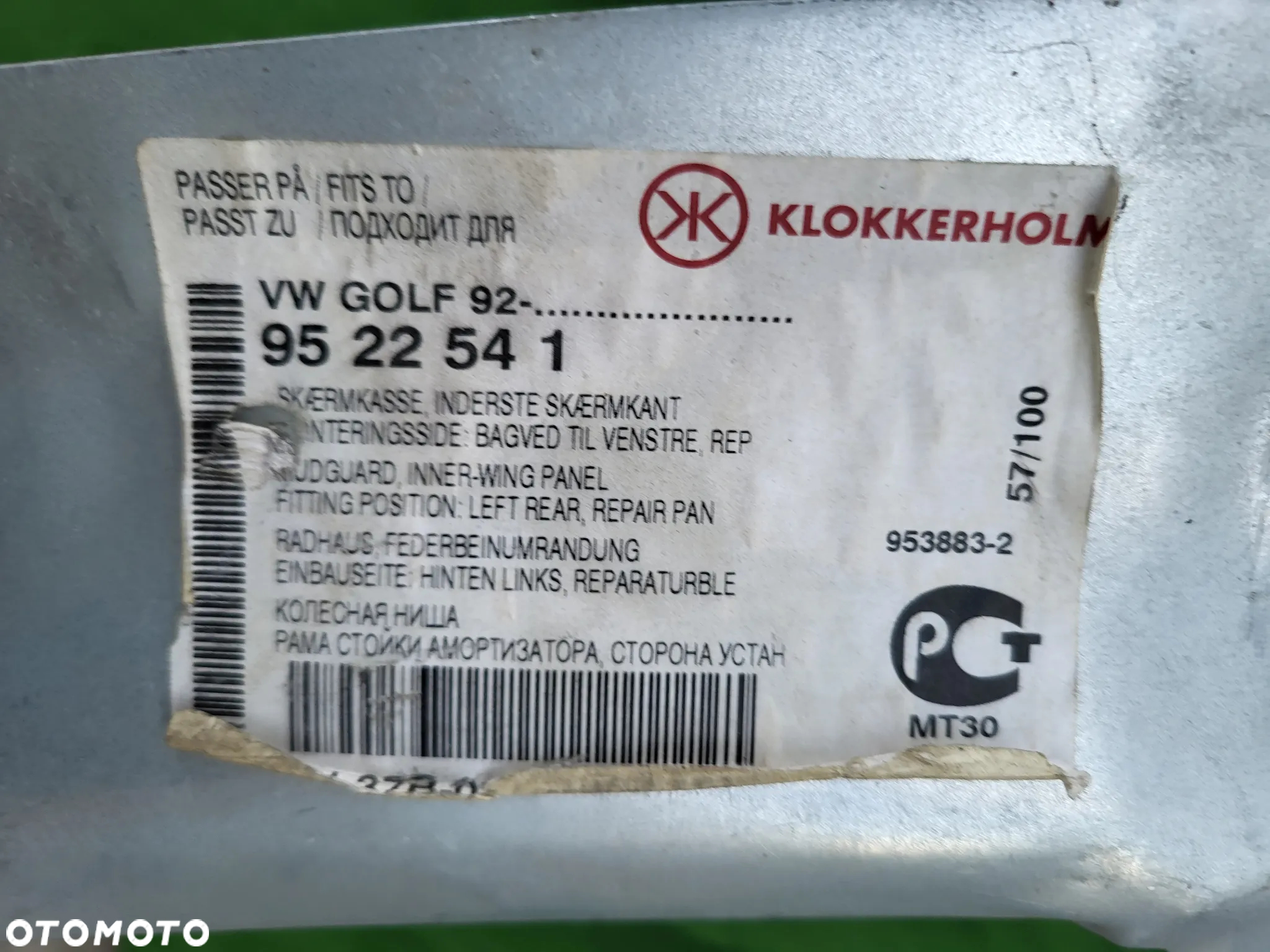 Reperatura nadkola wewnętrznego tył Lewa część zewnętrzna VW GOLF III 08.91-04.99 - 2