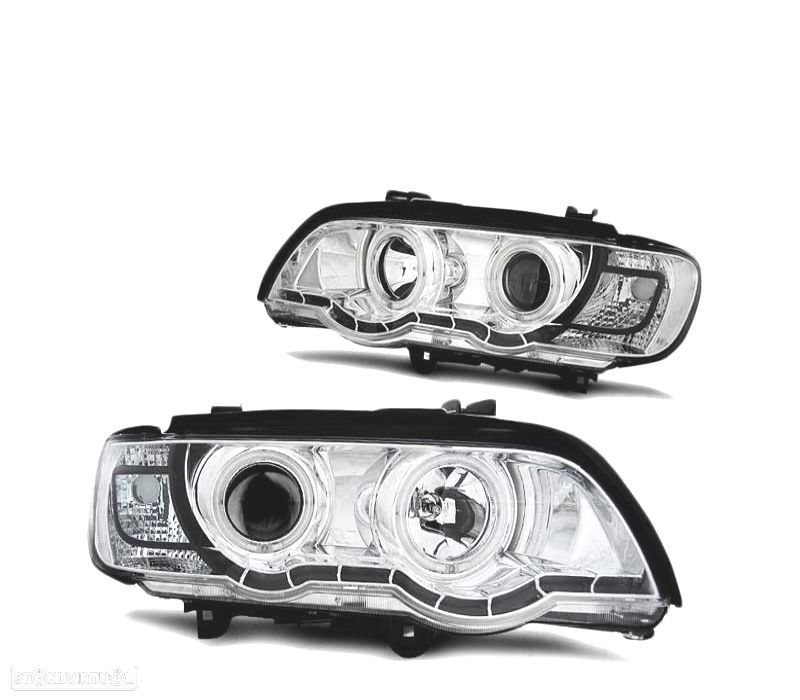 FARÓIS ANGEL EYES XENON BMW X5 E53 99-03 CHROME CROMADO - 2