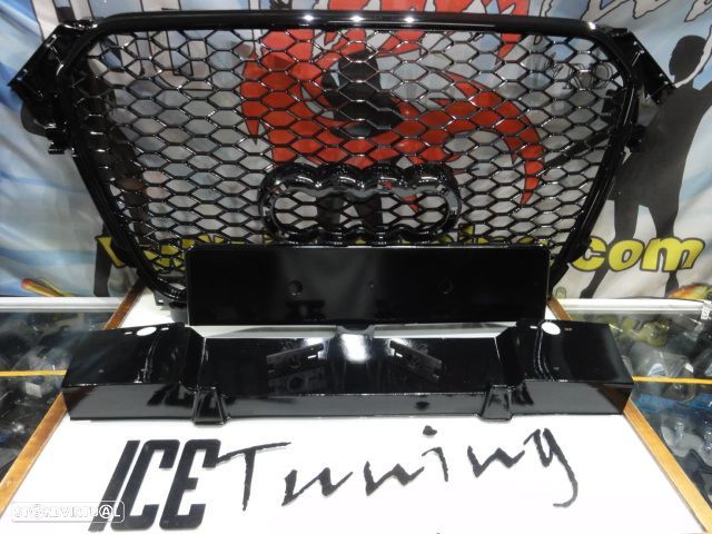 Grelha frontal AUDI A4/S4 B8 11-15 RS4 look com suporte para símbolo em preto brilhante - 1