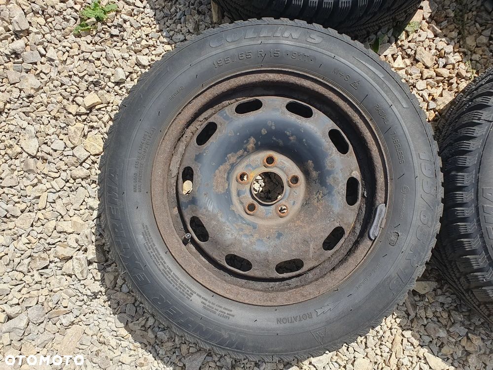 4x KOŁA FELGI STALOWE 15" ET38 6Jx15 5X100 + OPONY ZIMOWE 195/65 R15 COLLIN'S WINTER EXTREMA VOLKSWAGEN GOLF IV BORA POLO AUDI A3 SEAT LEON TOLEDO IBIZA SKODA FABIA OCTAVIA RAPID PRAKTIK KOMPLET 4 SZTUKI - 4