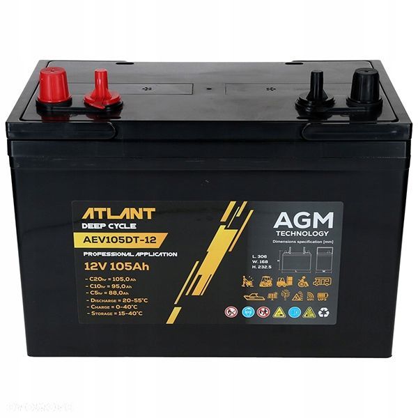 Akumulator AGM Atlant AEV105DT-12 12 V / 105 Ah - 2
