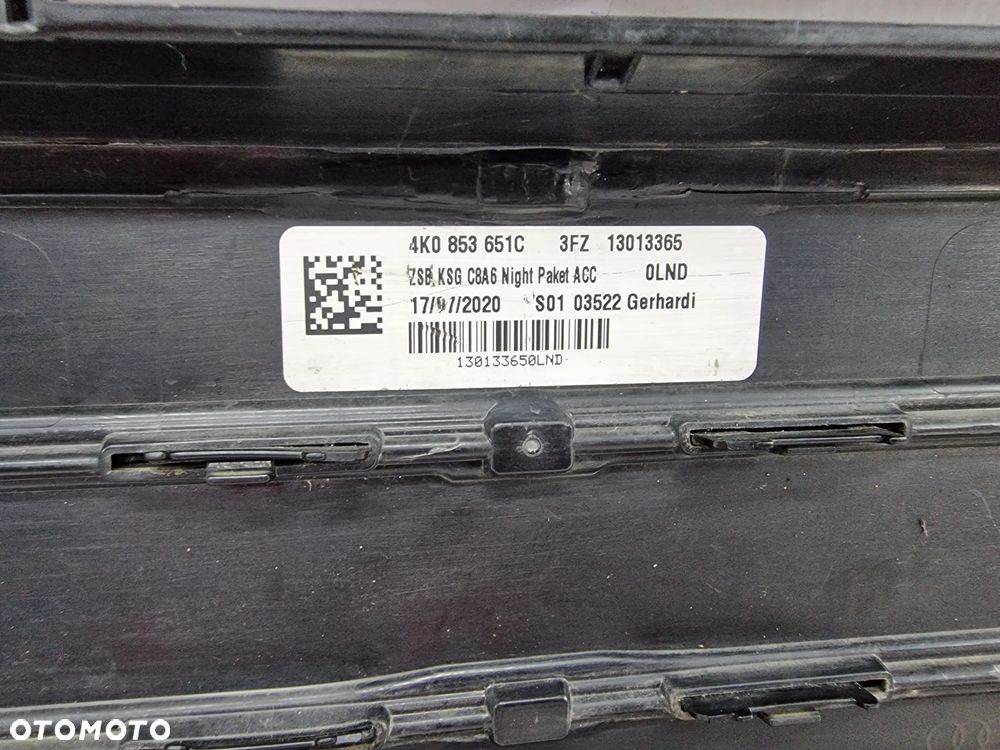AUDI A6 C8 S-LINE 4K0 18- ATRAPA / GRILL PRZEDNI PRZÓD NA PDC , POD RADARY WERSJA BLACK / CZARNY , NR 4K0853651C , NR AUKCJI GL162 - 23