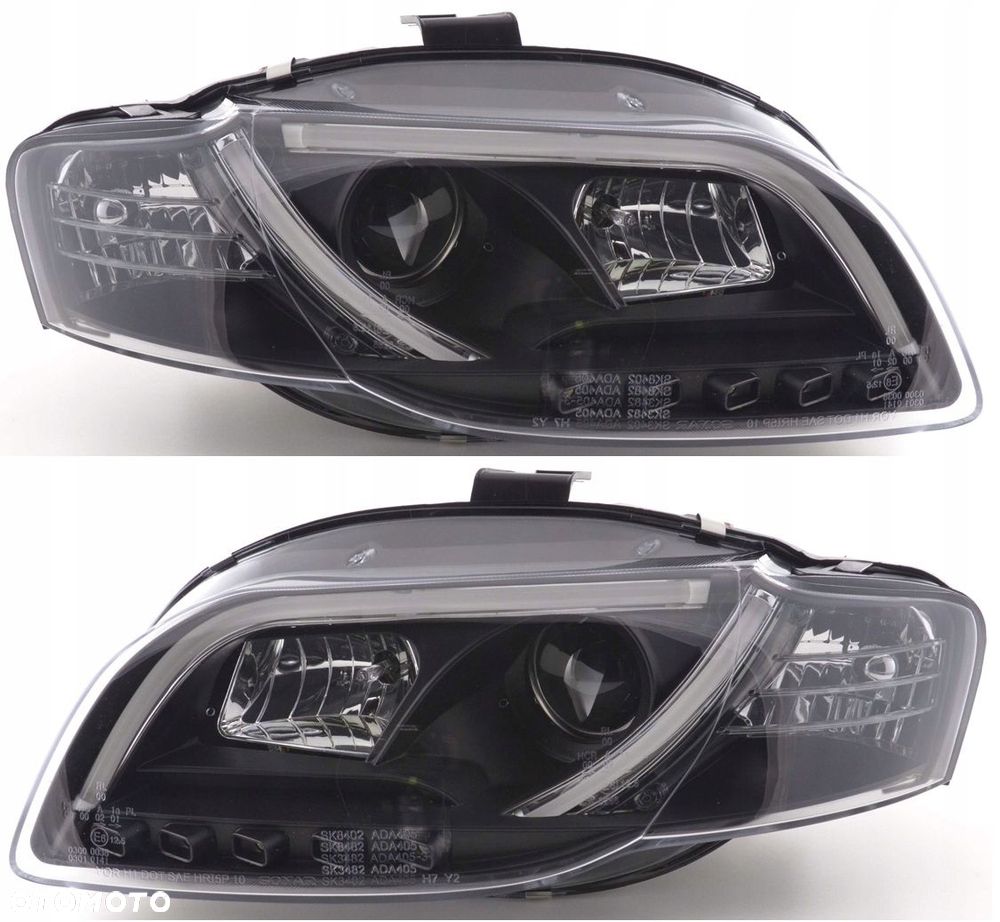 Reflektor Lampa L+R LED TRU DRL Black Soczewka Czarne Audi a4 b7 8e 04-08 - 1