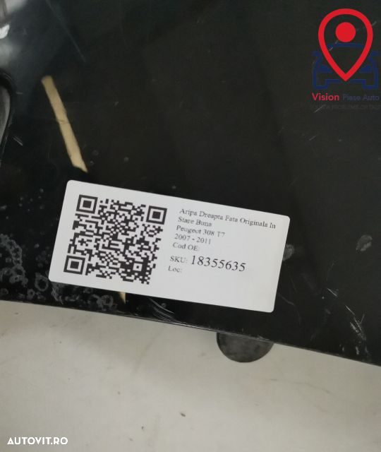 Aripa Dreapta Fata Originala In Stare Buna Peugeot  308 T7 [2007 - 201 - 7