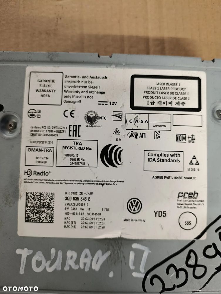 VW TOURAN II 2 III 3 CZYTNIK KART SD NAWIGACJI 3Q0035846B - 3