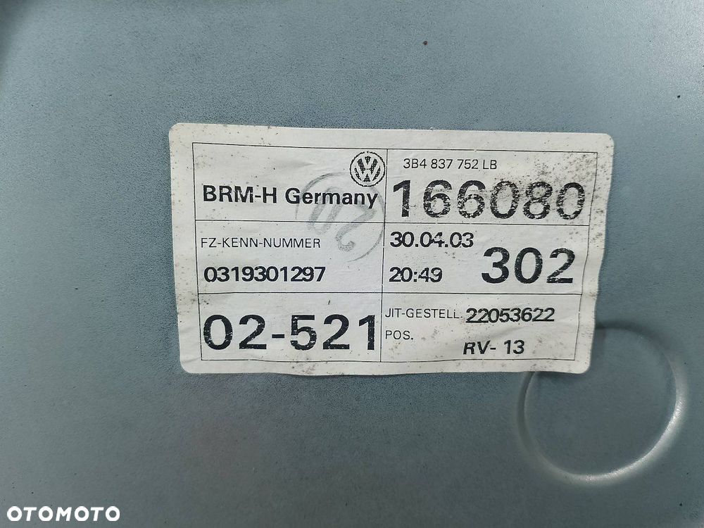 PODNOŚNIK SZYBY PRAWY PRZÓD  VW PASSAT B5 FL 3B4837752LB  3B4837756D BROSE - 9