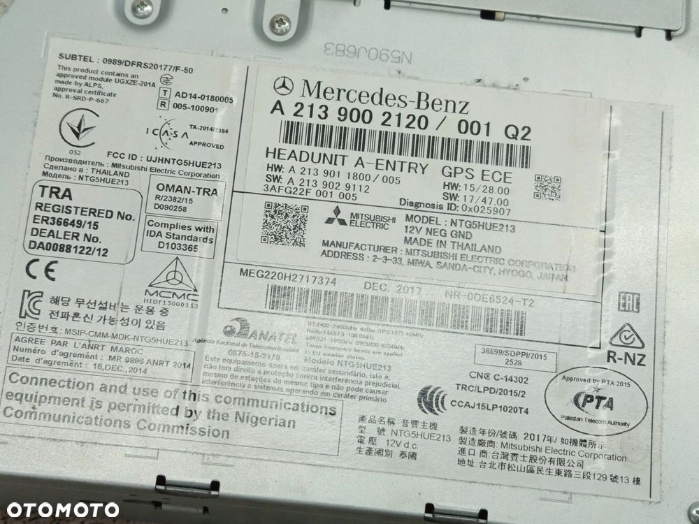 MERCEDES BENZ E KLASA W213 W238 NAWIGACJA RADIO CZYTNIK NAVI A2139002120 - 7
