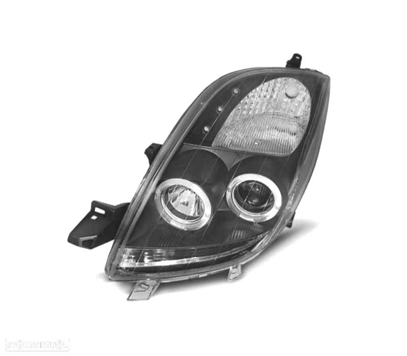 FARÓIS ANGEL EYES CCFL TOYOTA YARIS 06-09 FUNDO PRETO - 2