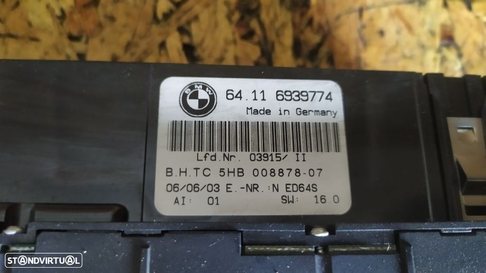 COMANDO SOFAGEM AC BMW 320D E46 64116939774 - 2