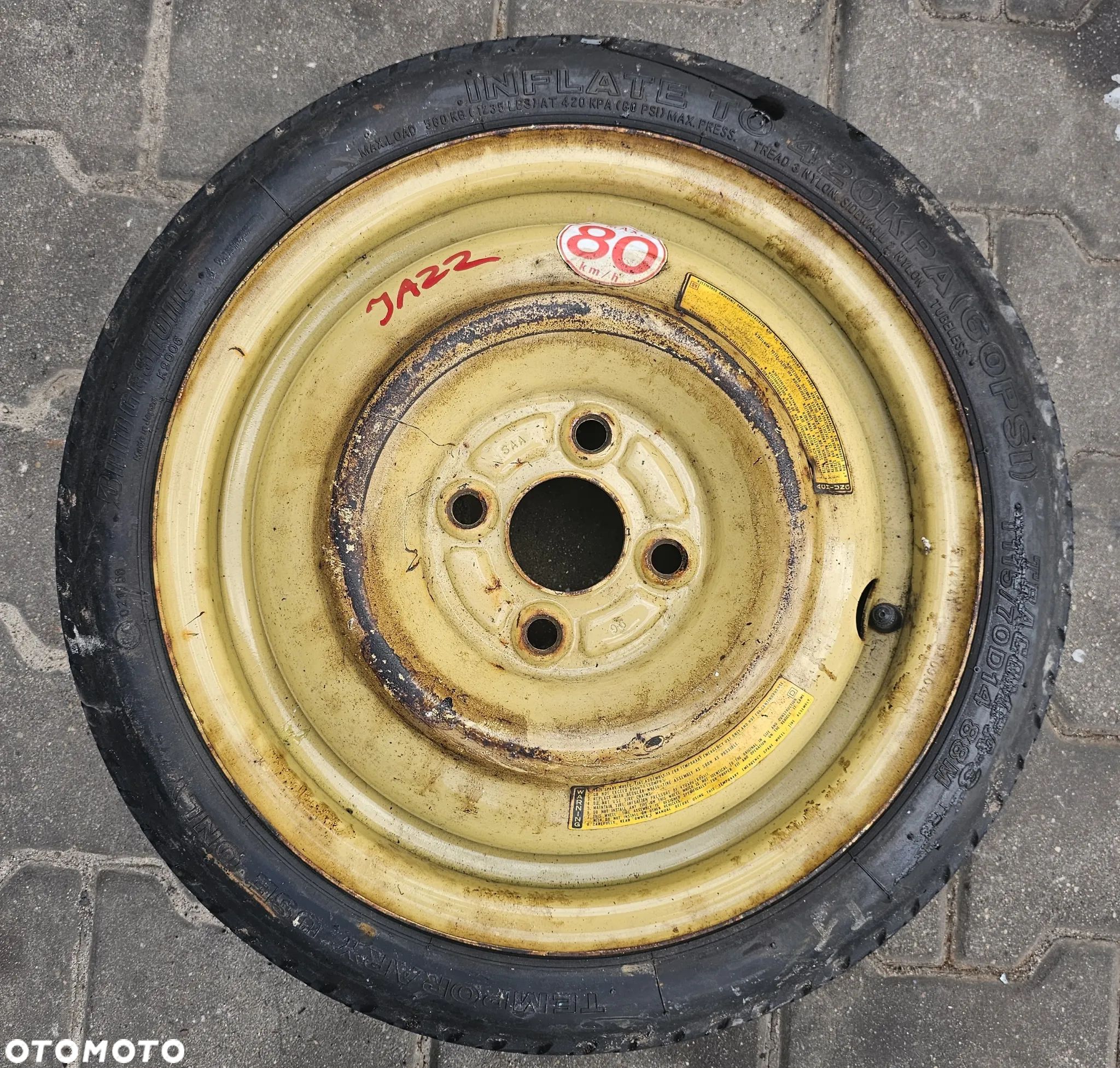 Honda Civic  Jazz II koło dojazdowe zapasowe 14 - 1