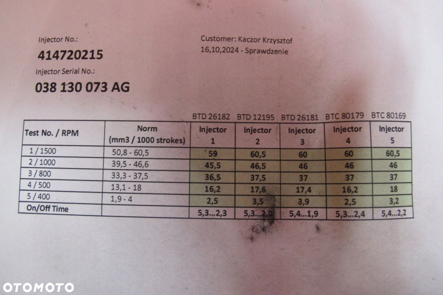 0414720215 038130073AG POMPOWTRYSKIWACZ 1.9 TDI BRU BXF BXJ WTRYSK SEAT VW - 3
