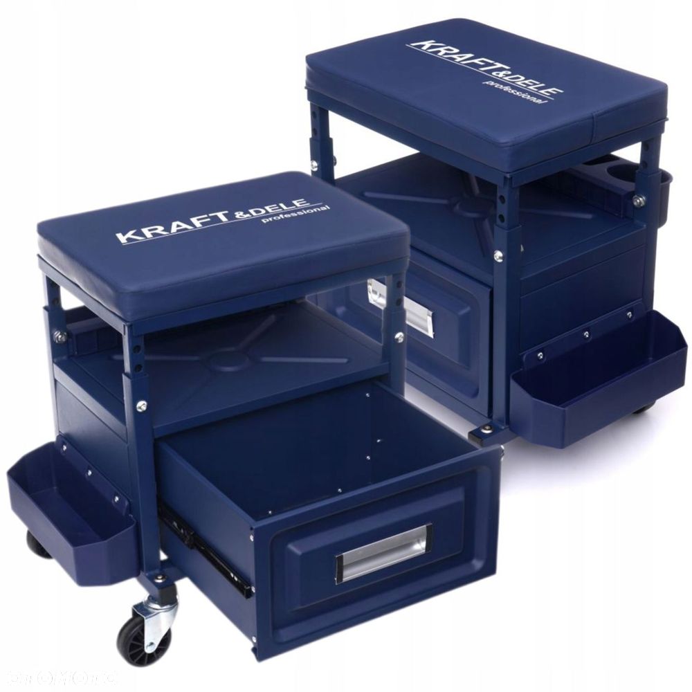 TABORET STOŁEK WARSZTATOWY NA KÓŁKACH 1X SZUFLADA SCHOWEK 3X PÓŁKI KD10761 - 13