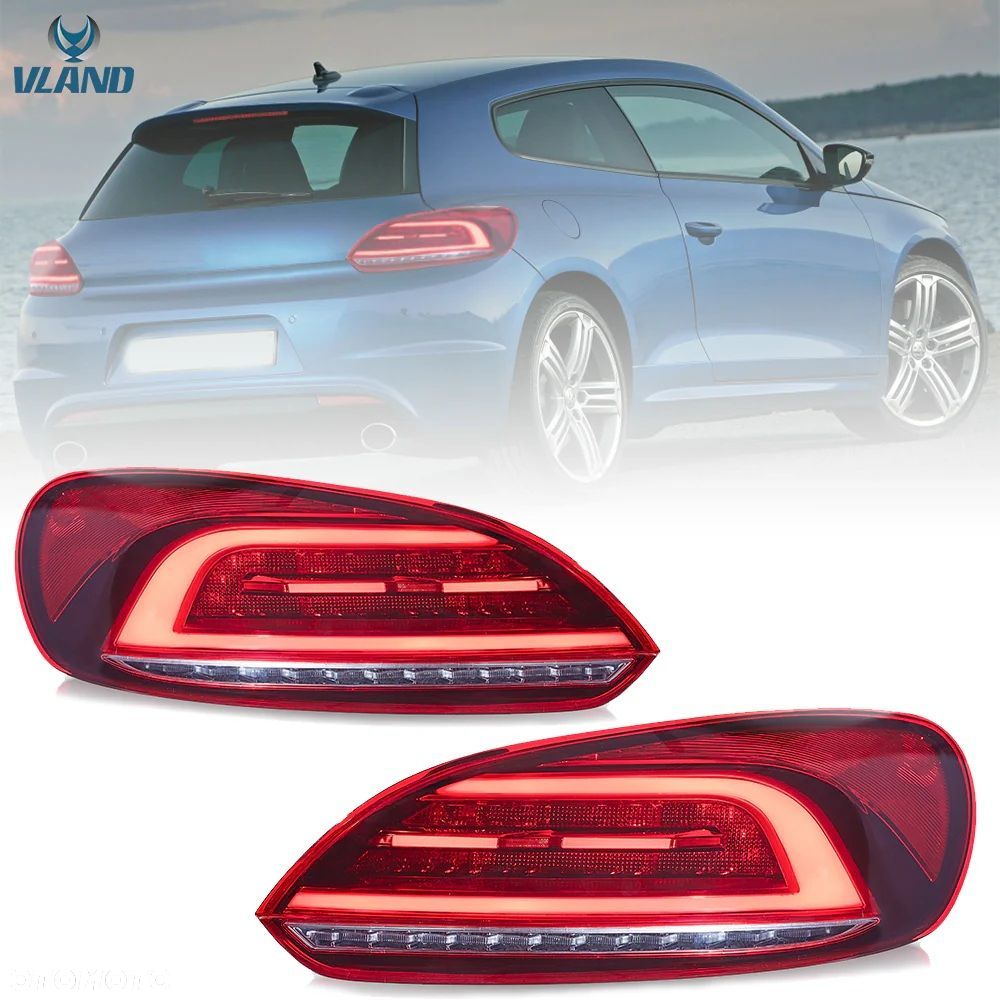 Lampy tyl ne kpl L+R Vland Full Led Tuning Red VW Scirocco 1k8 2008-2014 - 1