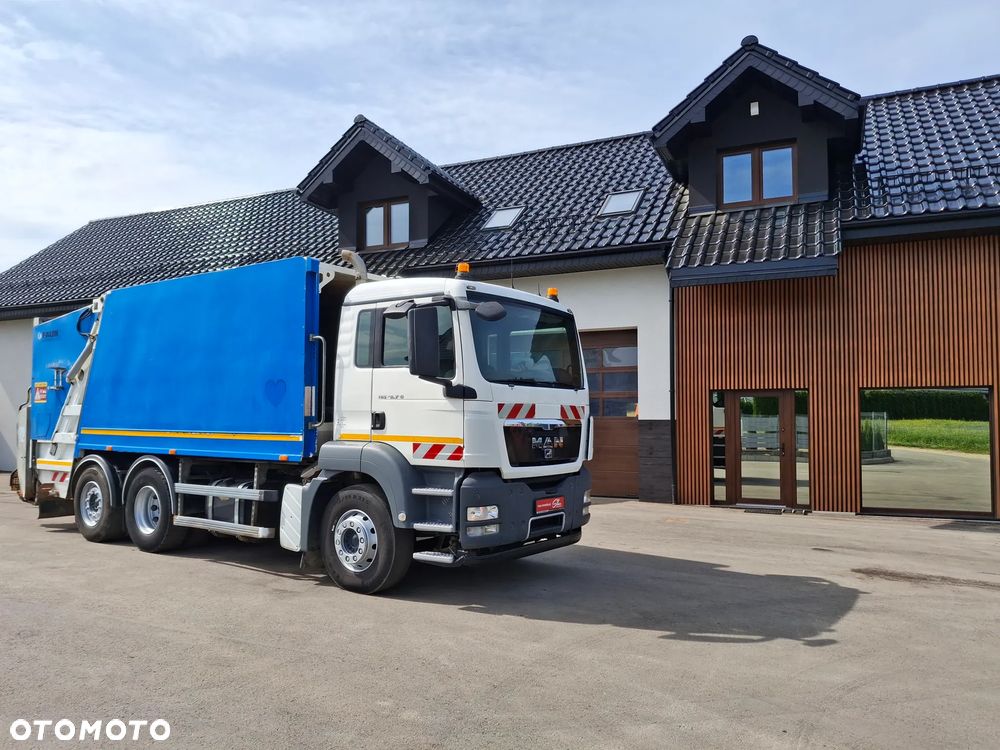 MAN TGS 28.360 Śmieciarka FAUN Environnement Odpady Segregacja 3 Osie Tylna Oś Skrętna Na Poduszkach 2010r - 1