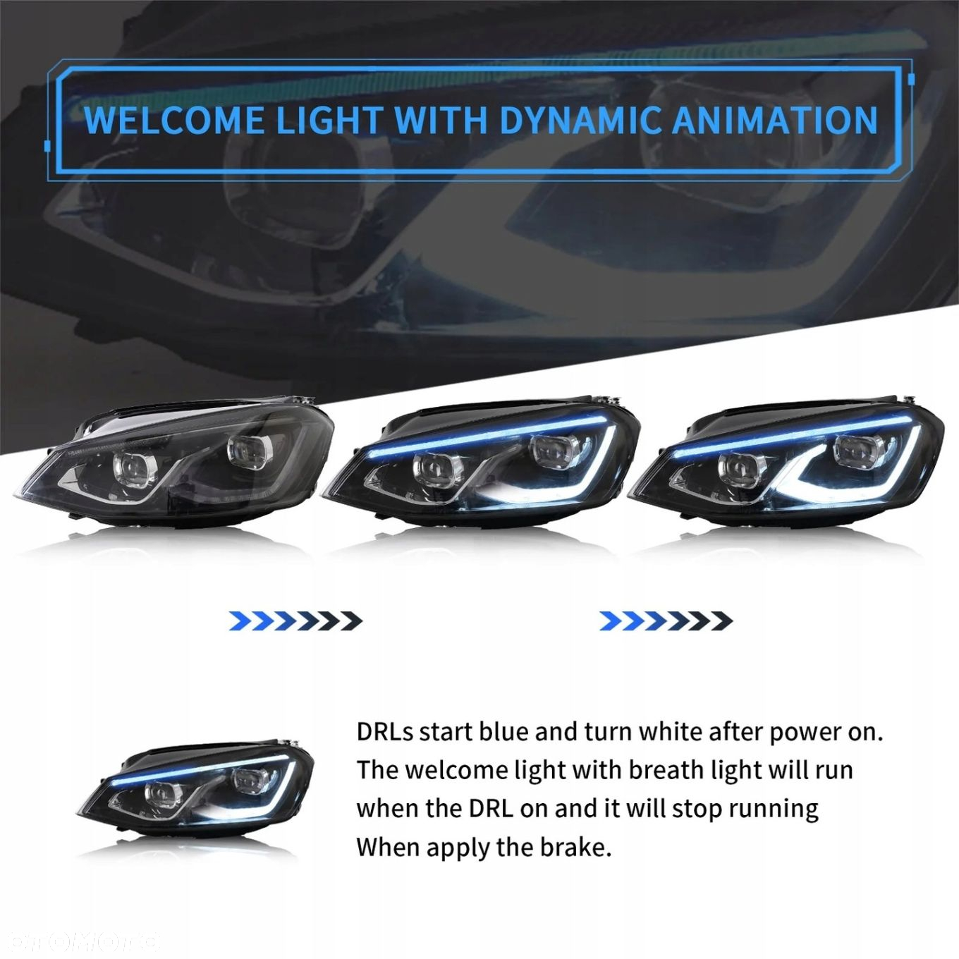 Reflektor Lampa kpl Soczewki full Led Black VW Golf VII 7 5g 5g0 2012-2017 - 3