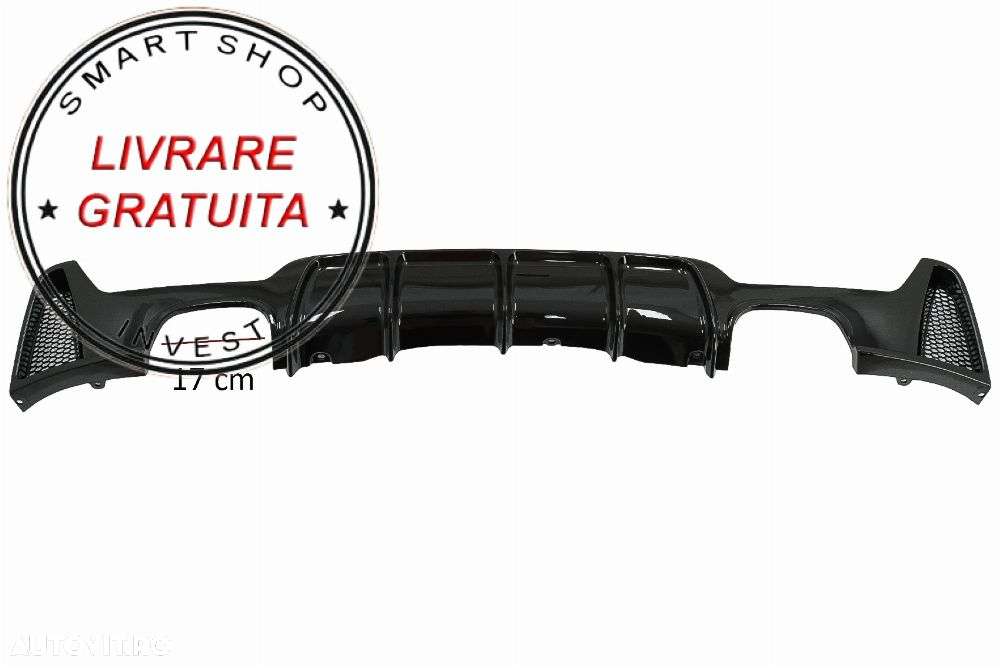Difuzor Bara Spate Evacuare Dubla BMW Seria 4 F32 F33 F36 (2013-2019) Negru Lucios- livrare gratuita - 3
