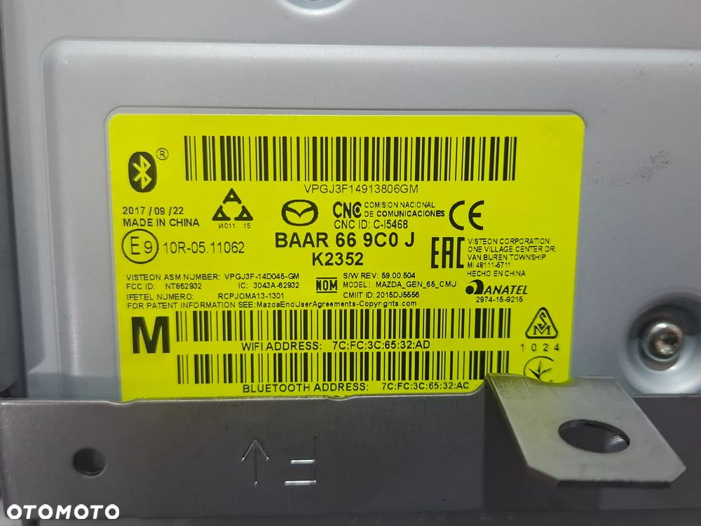 Wyświetlacz nawigacji radia moduł sterownik Mazda III 2015 rok nr BHP1611J0D BAAR669C0J - 4