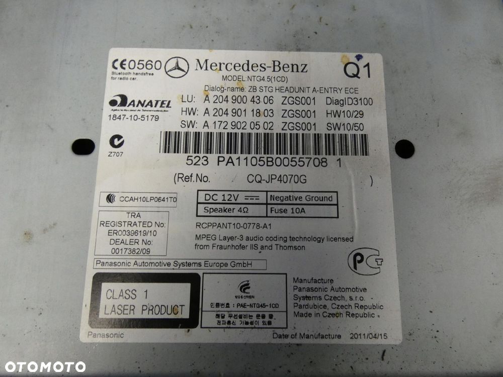 MERCEDES C KLASA W204 CLS W218 RADIO FABRYCZNE - 3