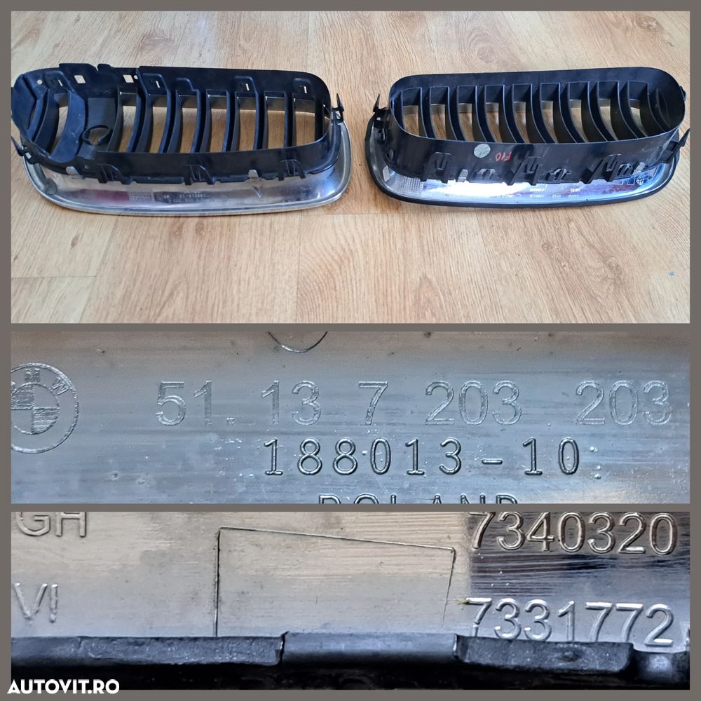 Set Nari grile radiator rinichi pentru modele cu night vision NIVI Bmw Seria 5 Seria 7 F 520d 535ix 523Li 730d 750Li 760 Lis - 7