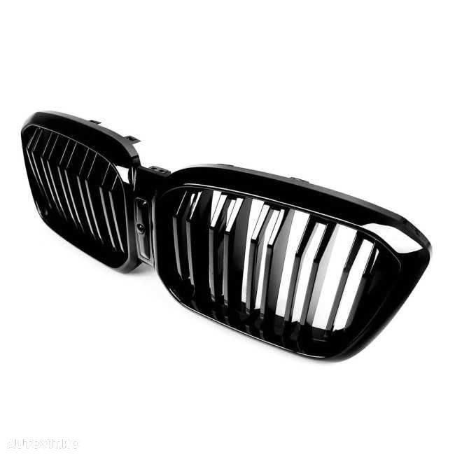 Grile Duble Bara Fata Nari M Style BMW X3 X4 G01 G02 LCI Facelift, Negru Lucios, (21-24) - 2