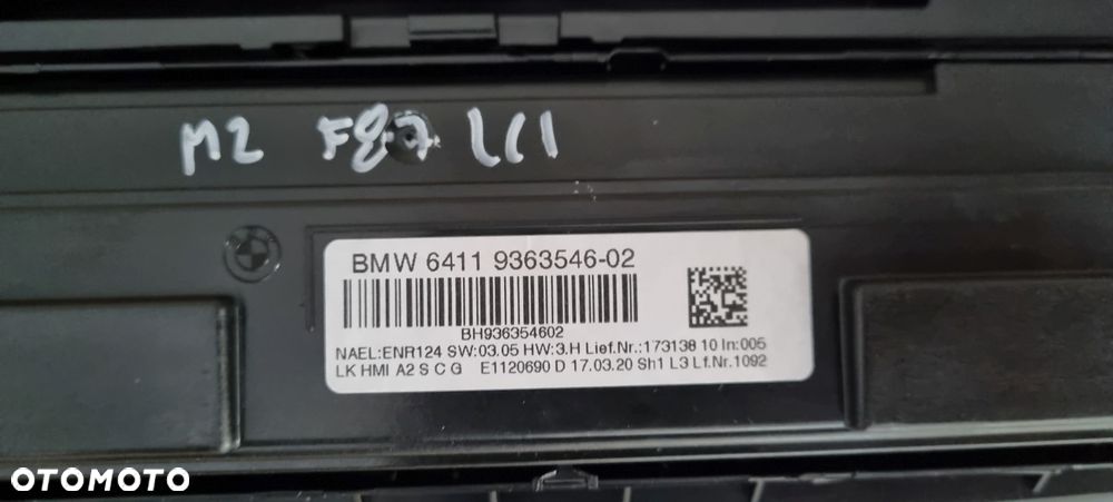 BMW M2 F87 LCI 2018- Panel klimatyzacji Radia Oryginał Demontaż - 8