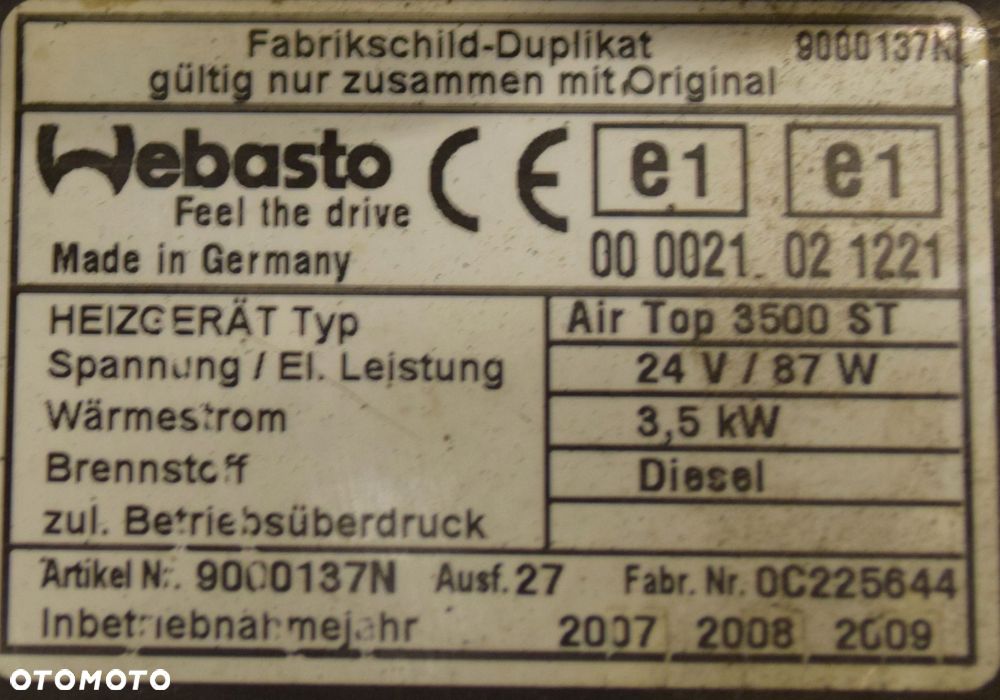 WEBASTO 3500ST MERCEDES ACTROS MP2 MP3 STER. CAN - 3