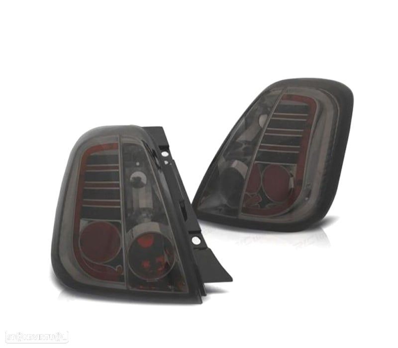 FAROLINS TRASEIROS PARA FIAT 500 07- LED FUNDO CROMADO FUMADO - 1