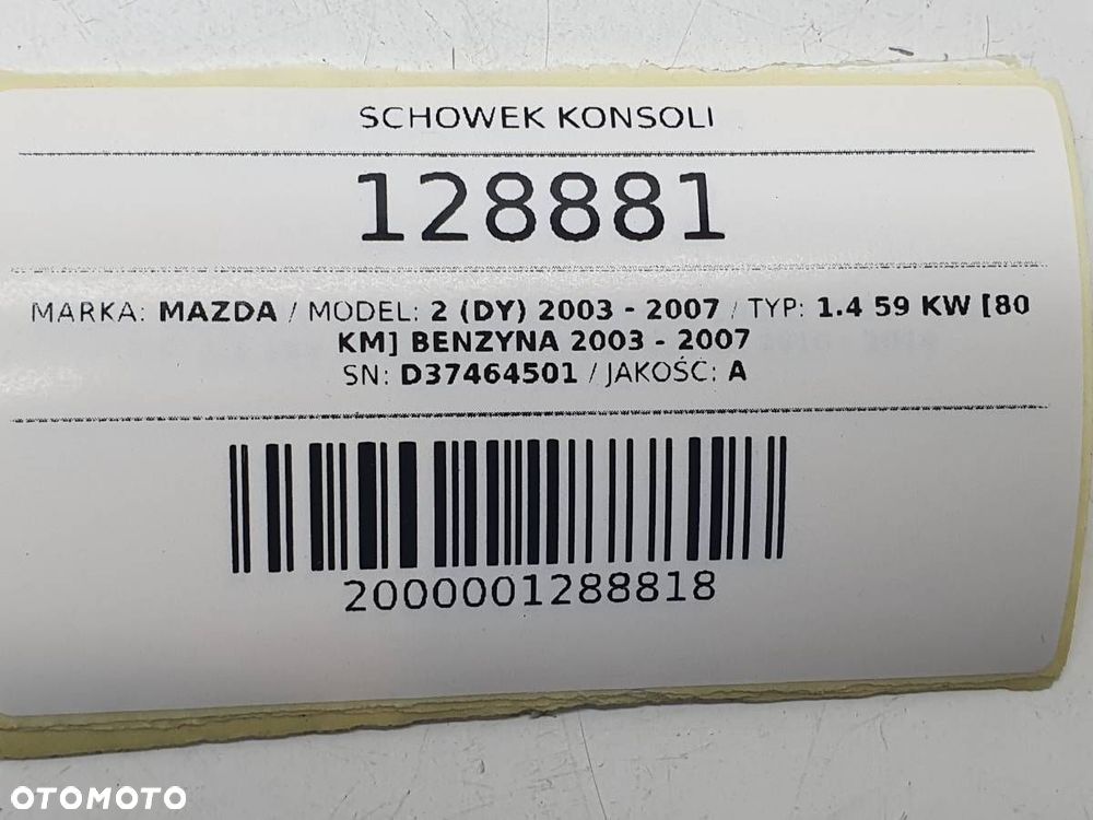 SCHOWEK KONSOLI DESKI GÓRNY MAZDA 2 DY D37464501 EUROPA - 8
