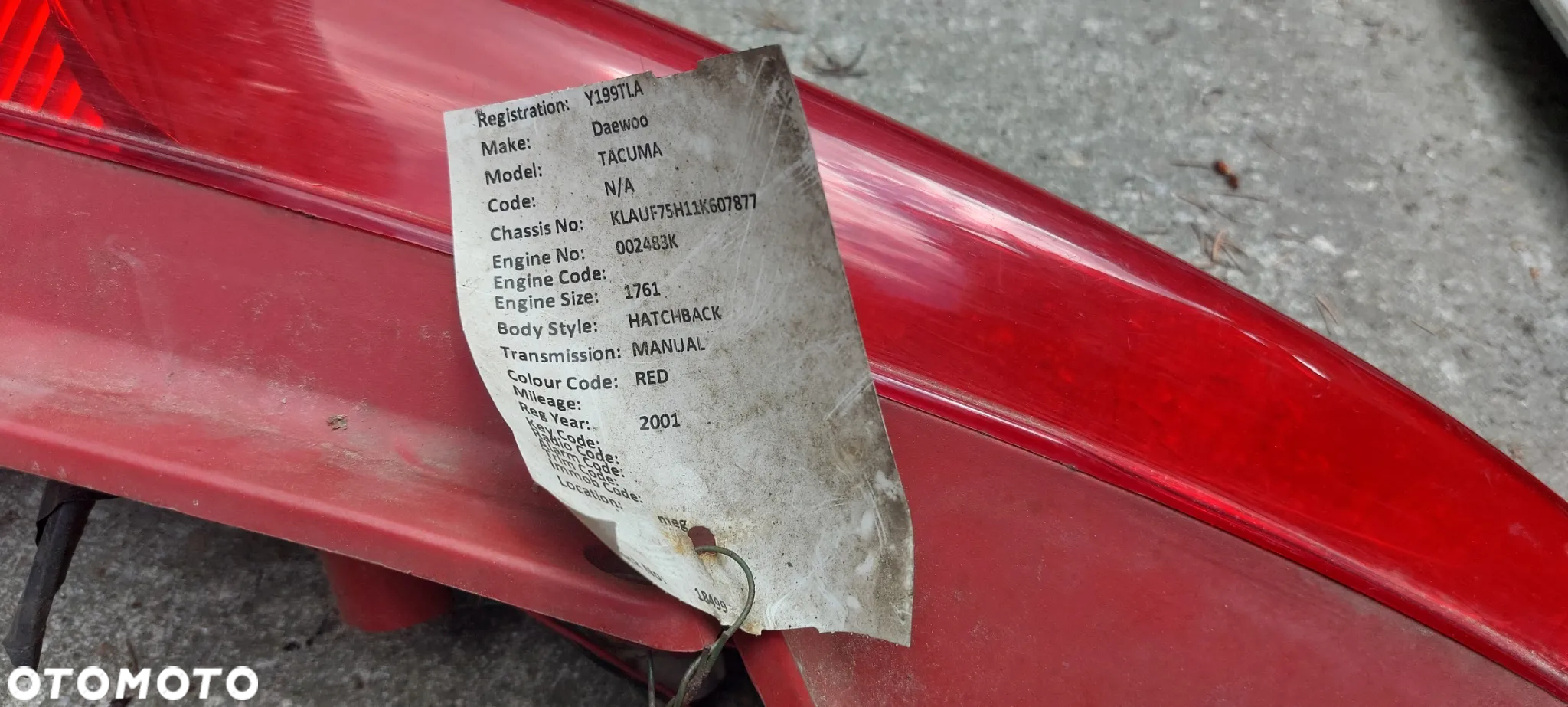 .  TYL TYLNA LAMPA LEWA CHEVROLET REZZO / DAEWOO TACUMA - 4