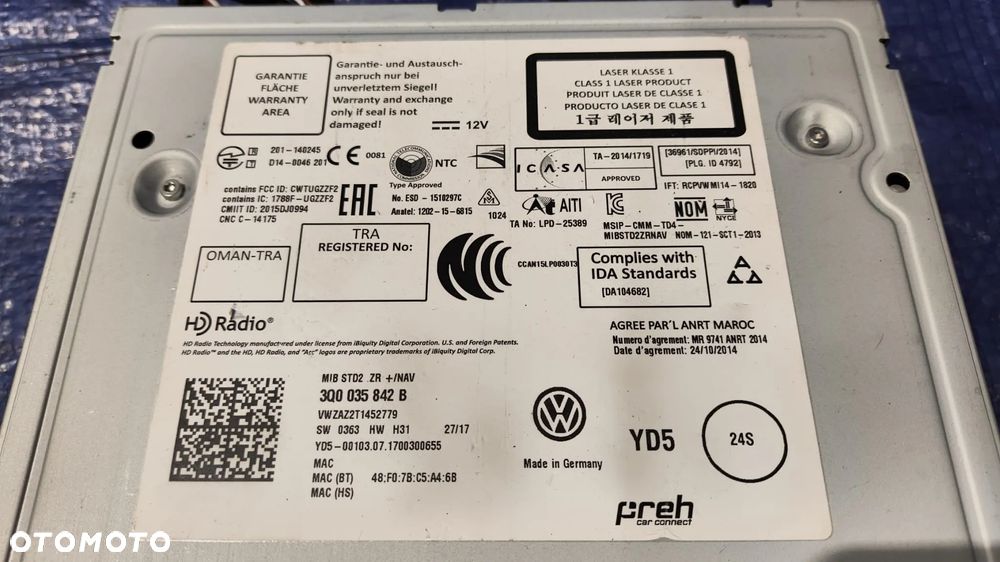 CZYTNIK CD NAWIGACJI KART SD MIB STD2 INFOTAINMENT 3Q0035820X 3Q0035820B 3Q0035842 3Q0035842B VW TIGUAN II POLO 6C 6R GOLF VII CRAFTER II PASSAT B8 - 12